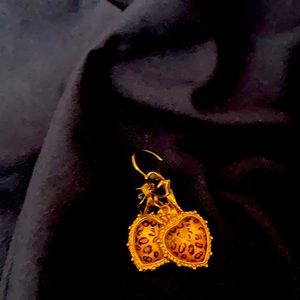 Small Betsey Johnson love heart earrings.